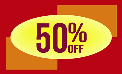 50 Percent off. Discount for big sales. Yellow Ellipse on an orange and red background-vector