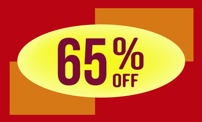 65 Percent off. Discount for big sales. Yellow Ellipse on an orange and red background-vector