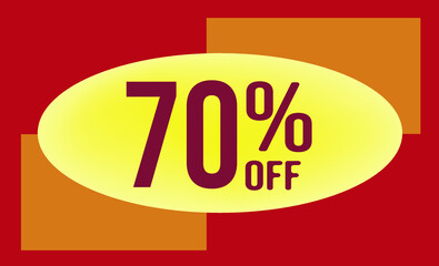70 Percent off. Discount for big sales. Yellow Ellipse on an orange and red background-vector