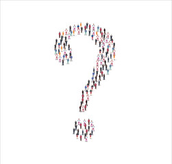 Large group of people illustration flat. forming the question mark symbol on white background. Vector illustration, Group, People set