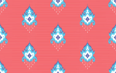 Ikat ethnic pattern. Aztec fabric carpet mandala ornament boho chevron textile decoration wallpaper. Tribal turkey African Indian traditional embroidery vector illustrations background.