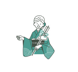 着物姿の女性-2色