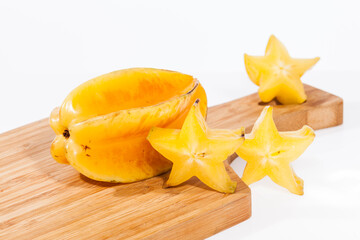 Averrhoa Carambolo - Star Fruit Or Carambola; Photo On White Background