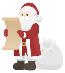 巻紙を読むサンタクロース