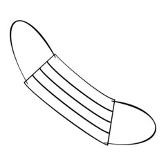 An outline vector illustration of a face mask isolated on white background. Designed in black and white colors for medical concepts