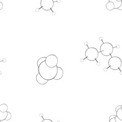 An outline jpeg seamless vector pattern of molecules isolated on transparent background. Designed in black and white colors for medical, chemical, science concepts.