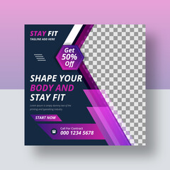 Fototapeta premium Gym club instagram social media post and web banner design
