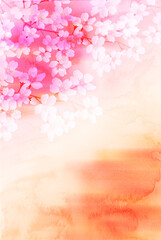 水彩　桜　年賀状　背景