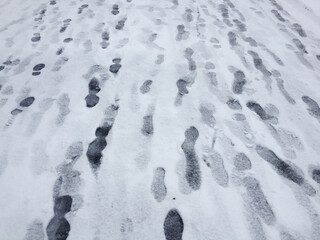 Footprints on Snow Monochrome Background / 雪の上の足跡のモノクロ背景