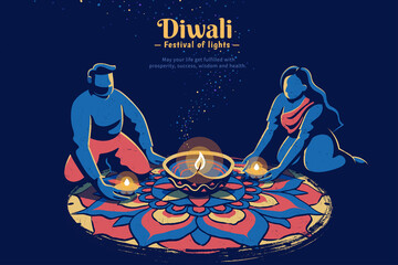 Decorating rangoli on Diwali
