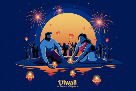 Diwali celebration at night