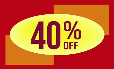 40 Percent off. Discount for big sales. Yellow Ellipse on an orange and red background-vector