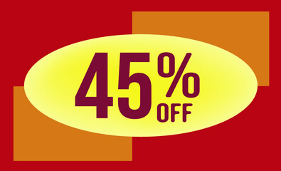 45 Percent off. Discount for big sales. Yellow Ellipse on an orange and red background-vector