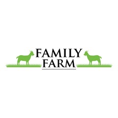 Vector family farm logo type. Poster of organic products, animal husbandry. Eco-friendly food sign.