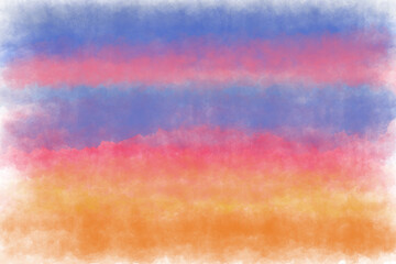 Abstract illustration twilight sky with clouds, hand painted watercolor background.