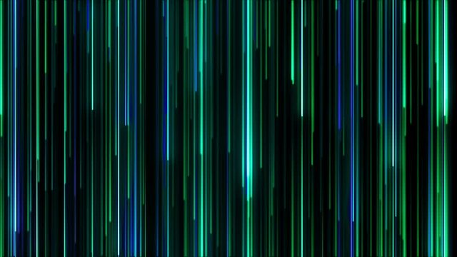 Green and Blue retro neon light streaks moving down. Abstract motion background. 4k, Ultra HD resolution. Seamless loop of abstract background animation. 