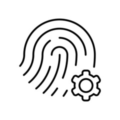 fingerprint settings line icon vector design, editable stroke line icon