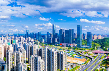 Naklejka premium Urban scenery of CBD in Nanning, Guangxi, China