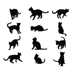 Cats vector silhouette stock illustration.