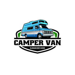 Obraz premium camper van car logo design with emblem style
