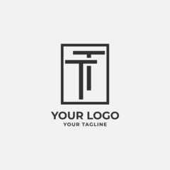 tt monogram letter inside rectangle minimalist and elegant vector logo design