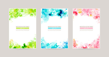 grunge watercolor splash background set