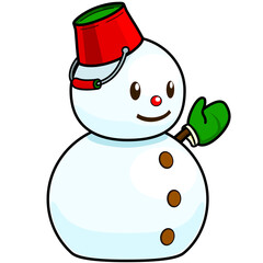 雪だるまのイラスト（クリスマス・アウトラインあり）