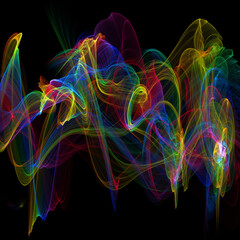 Colorful Sound Waves isolated on black background.
