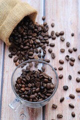 Coffee Beans in a Glass Cup