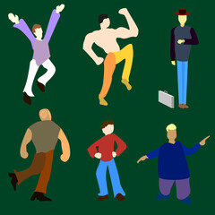 set with figures of posing people set of vector silhouettes