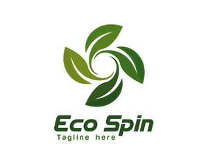 eco leaf nature spin wind energy power logo template illustration © syafart