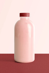 Milk plastic bottle with label product packaging