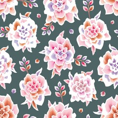 colorful floral background vector seamless pattern tropical plants on pastel background decorative. fashionable design. flowers wallpaper. Watercolor style illustration