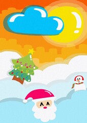 Poster and gift card Christmas holiday for kids and child colorful illustration