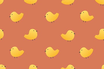 Cute animal pattern background wallpaper, little bird illustration