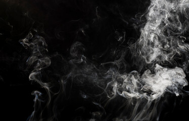 White fog or smoke collection on black background