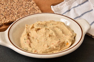 Hummus and whole grain crackers