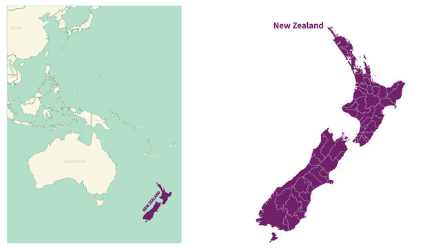 New Zealand map. map of New Zealand and neighboring countries.