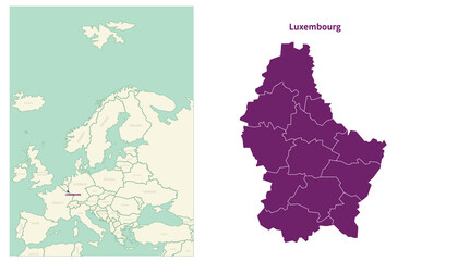 Luxembourg map. map of Luxembourg and neighboring countries. European countries border map.