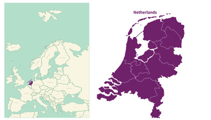 Netherlands map. map of Netherlands and neighboring countries. European countries border map.