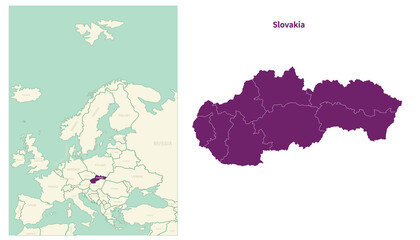 Slovakia map. map of Slovakia and neighboring countries. European countries border map.