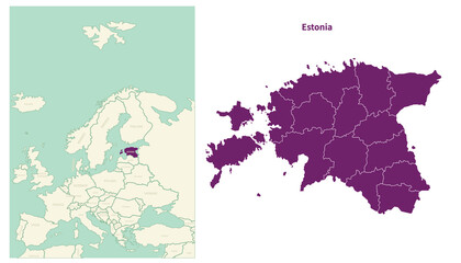 Estonia map. map of Estonia and neighboring countries. European countries border map.