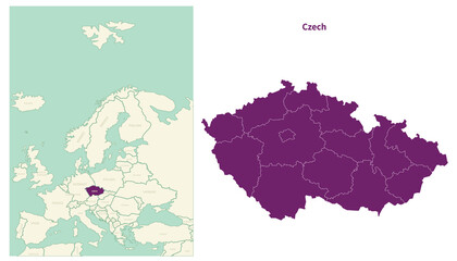 Czech map. map of Czech and neighboring countries. European countries border map.