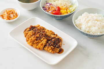 Tonkatsu - Japanese pork cutlet deep fried with rice set