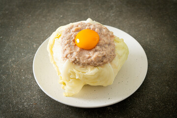steamed cabbage stuffed minced pork and egg yolk