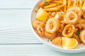 calamari - fried squid or octopus with fries