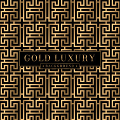 Abstract gold luxury greek key pattern background. Geometric decorative golden vintage wallpaper