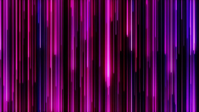 Magenta retro neon light streaks moving down. Abstract motion background. 4k, Ultra HD resolution. Seamless loop of abstract background animation. 