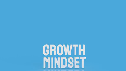 The  white growth mindset word on blue color  background 3d rendering