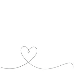 Heart love line drawing vector illustration